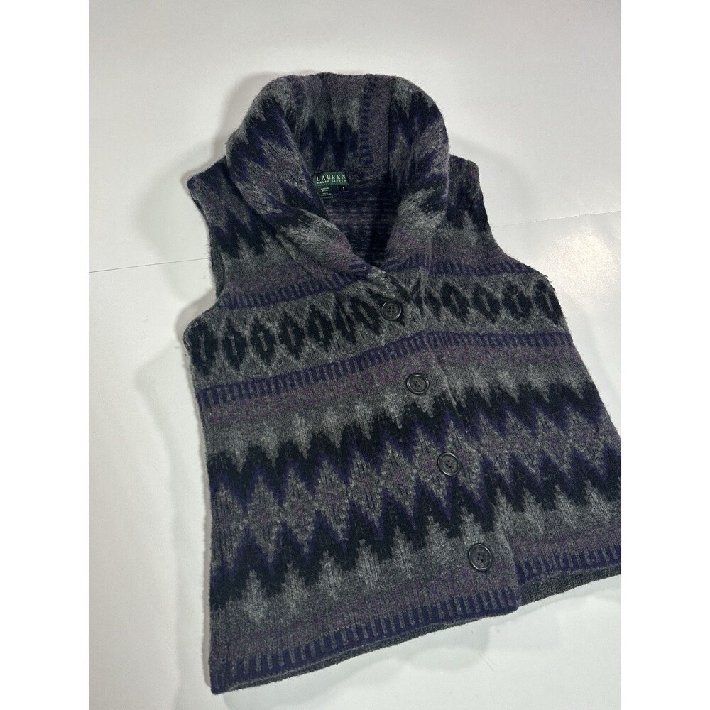 Lauren Ralph Lauren Aztec Tribal Native Southwestern Lambswool Vest Size Small - Picture 3 of 9